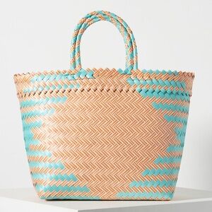 Anthropologie Diamon Woven Bag - Blue